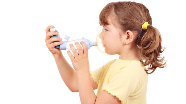 Little Girl with Asthma Inhaler
